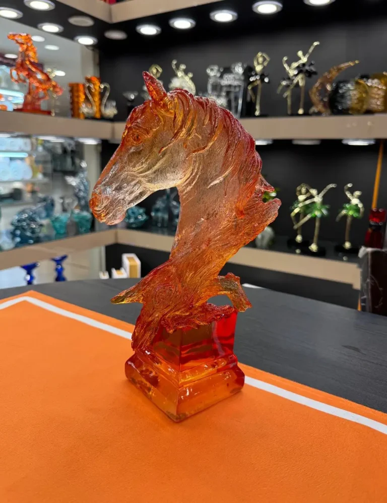 مجسمه اسب اپوکسی رزین نارنجی
